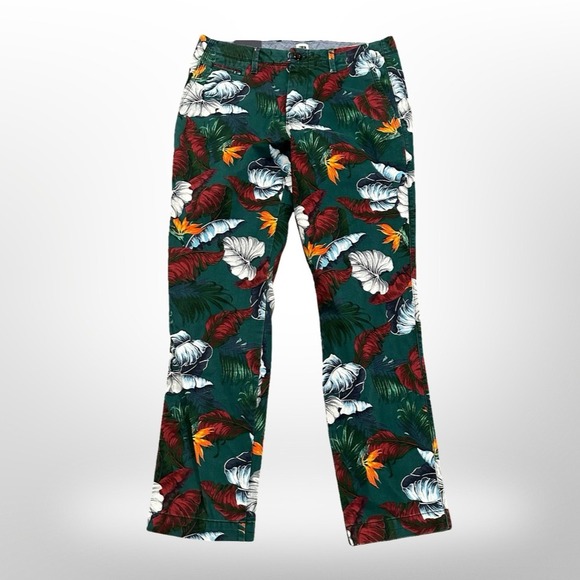 GAP Lived-In Slim Tropical Floral Print Chino Pants Stretch Men Size 33x30 NWT